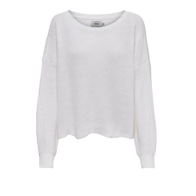 ONLY - pointelle detail oversized jumper in white